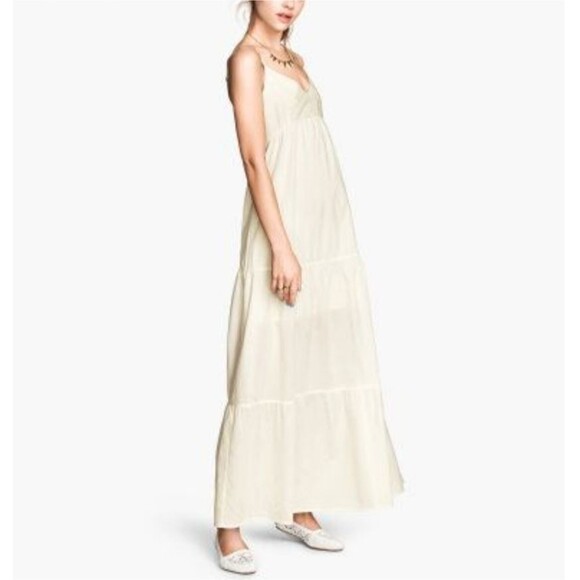 H&M Divided Off White Embroidered Tiered Maxi Dress - Picture 1 of 7